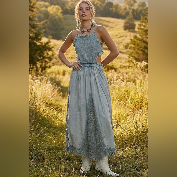 PD01 New POL Boho Smocked Cutout Maxi Dress - Picture 2 of 6